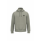 A sage green pullover hoodie with a small black circular graphic on the left chest, displayed on a clean white background.