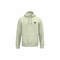 A light sage green pullover hoodie with a small black circular graphic on the left chest, displayed on a solid white background.