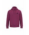 A magenta pullover hoodie with a small black circular graphic on the left chest, displayed on a clean white background.