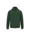 A dark green pullover hoodie with a small black circular logo on the left chest, displayed on a clean white background.