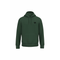 A dark green pullover hoodie with a small black circular logo on the left chest, displayed on a clean white background.
