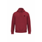 A dark red pullover hoodie with a small black circular graphic on the left chest, displayed on a clean white background.