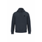 A dark navy blue pullover hoodie with a small black circular graphic on the left chest, displayed on a clean white background.