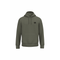 An olive green pullover hoodie with a small black circular logo on the left chest, displayed on a clean white background.