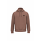 A dusty rose brown pullover hoodie with a small black circular graphic on the left chest, displayed on a clean white background.