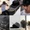 A six-panel collage showcasing a black flat-brim cap with a green embroidered skateboard face and a small white 'XC' logo. The panels feature a model wearing the cap in a skatepark, close-ups of the cap on a skateboard and fence, and a detailed view of the green embroidery.