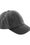 A dark gray washed cotton baseball cap with a curved brim, shown from a three-quarters angle on a plain white background.